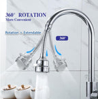 Kitchen Faucet Sprayer Attachment, Movable Faucet Extender for Kitchen Sink, 360° Rotatable Sink Faucet Head Anti-Splash Tap Booster Shower and Water Saving Faucet for Kitchen