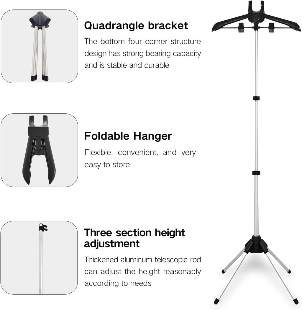 Garment Steamer Hanger Stand & Ironing Glove for Clothes, Adjustable Steamer Stand for Clothes Hanger & Mini Grey Ironing Board Portable Handheld Steamer Ironing Accessories for Clothes