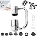 U Shape Faucet Extender – 360° Rotatable Sink Aerator, Universal Bathroom/Kitchen Faucet Attachment, Splash-Free & Dual-Mode Water Flow, Easy Install with Adapters(1)