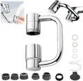 U Shape Faucet Extender – 360° Rotatable Sink Aerator, Universal Bathroom/Kitchen Faucet Attachment, Splash-Free & Dual-Mode Water Flow, Easy Install with Adapters(1)