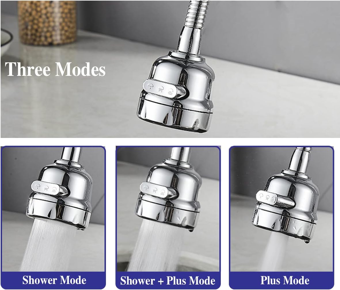 Kitchen Faucet Sprayer Attachment, Movable Faucet Extender for Kitchen Sink, 360° Rotatable Sink Faucet Head Anti-Splash Tap Booster Shower and Water Saving Faucet for Kitchen