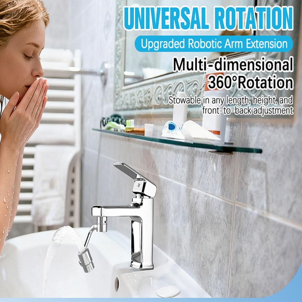 U Shape Faucet Extender – 360° Rotatable Sink Aerator, Universal Bathroom/Kitchen Faucet Attachment, Splash-Free & Dual-Mode Water Flow, Easy Install with Adapters(1)