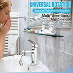 U Shape Faucet Extender – 360° Rotatable Sink Aerator, Universal Bathroom/Kitchen Faucet Attachment, Splash-Free & Dual-Mode Water Flow, Easy Install with Adapters(1)