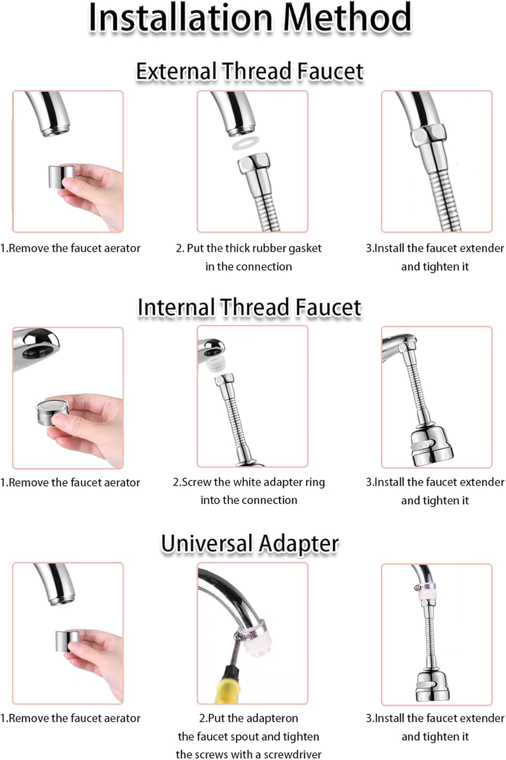 Kitchen Faucet Sprayer Attachment, Movable Faucet Extender for Kitchen Sink, 360° Rotatable Sink Faucet Head Anti-Splash Tap Booster Shower and Water Saving Faucet for Kitchen