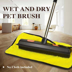 Pet Rubber Broom with 49inch Long Handle, Portable Detailing Lint Remover, Soft Push Broom for Fluff Carpet, Hardwood, Tile, Window (Black)