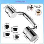 U Shape Faucet Extender – 360° Rotatable Sink Aerator, Universal Bathroom/Kitchen Faucet Attachment, Splash-Free & Dual-Mode Water Flow, Easy Install with Adapters(1)