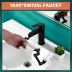 1440° Rotatable Faucet Extender - Universal Kitchen Sprayer, 2 Modes Splash Water Aerator, 1080°+360° Rotating Sink Faucet Aerator Extension, Swivel Faucet Adapter for Kitchen/Bathroom Black
