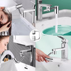 U Shape Faucet Extender – 360° Rotatable Sink Aerator, Universal Bathroom/Kitchen Faucet Attachment, Splash-Free & Dual-Mode Water Flow, Easy Install with Adapters(1)