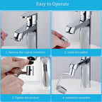 U Shape Faucet Extender – 360° Rotatable Sink Aerator, Universal Bathroom/Kitchen Faucet Attachment, Splash-Free & Dual-Mode Water Flow, Easy Install with Adapters(1)